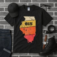 Illinois Retro Local Map Heart Area Code 815 Tall T-Shirt