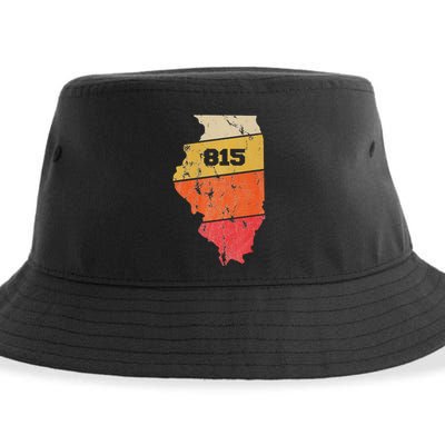 Illinois Retro Local Map Heart Area Code 815 Sustainable Bucket Hat