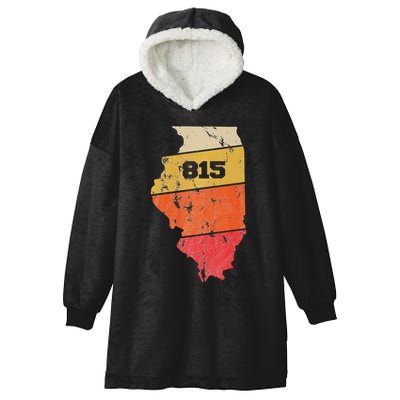 Illinois Retro Local Map Heart Area Code 815 Hooded Wearable Blanket