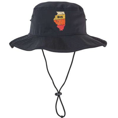 Illinois Retro Local Map Heart Area Code 815 Bucket Hat