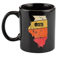 Illinois Retro Local Map Heart Area Code 815 11oz C Handle Ceramic Mug