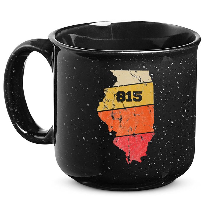 Illinois Retro Local Map Heart Area Code 815 15oz Campfire Ceramic Mug