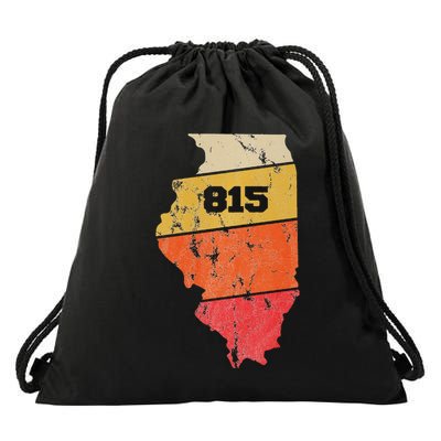 Illinois Retro Local Map Heart Area Code 815 Drawstring Bag