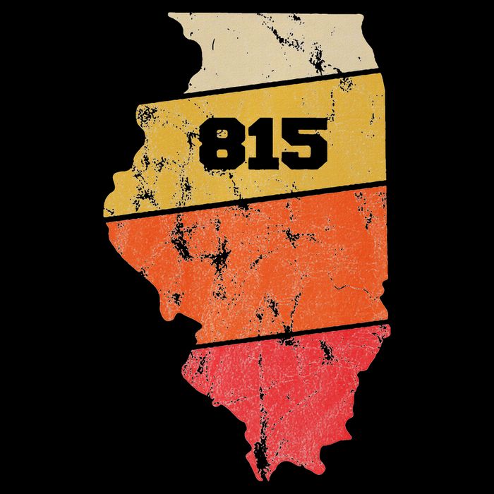 Illinois Retro Local Map Heart Area Code 815 Drawstring Bag