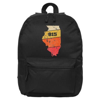 Illinois Retro Local Map Heart Area Code 815 16 in Basic Backpack