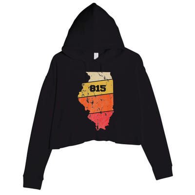 Illinois Retro Local Map Heart Area Code 815 Crop Fleece Hoodie