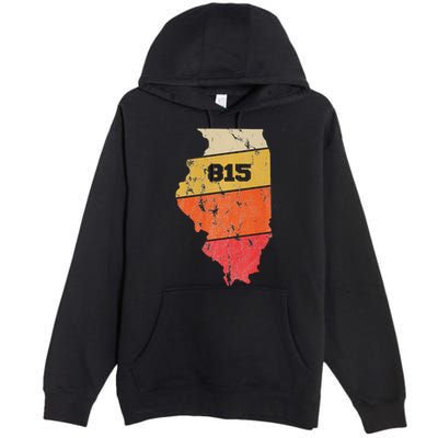 Illinois Retro Local Map Heart Area Code 815 Premium Pullover Hoodie