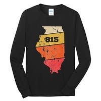 Illinois Retro Local Map Heart Area Code 815 Tall Long Sleeve T-Shirt