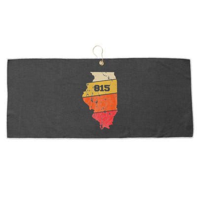 Illinois Retro Local Map Heart Area Code 815 Large Microfiber Waffle Golf Towel