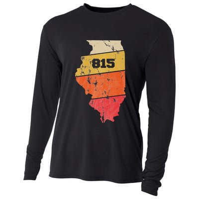 Illinois Retro Local Map Heart Area Code 815 Cooling Performance Long Sleeve Crew