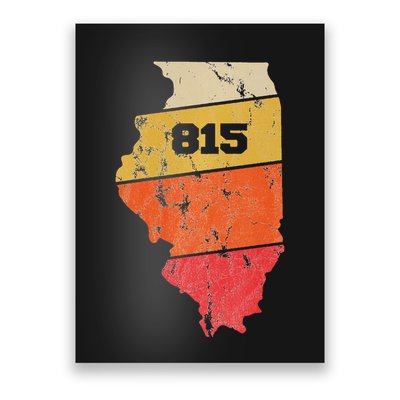 Illinois Retro Local Map Heart Area Code 815 Poster