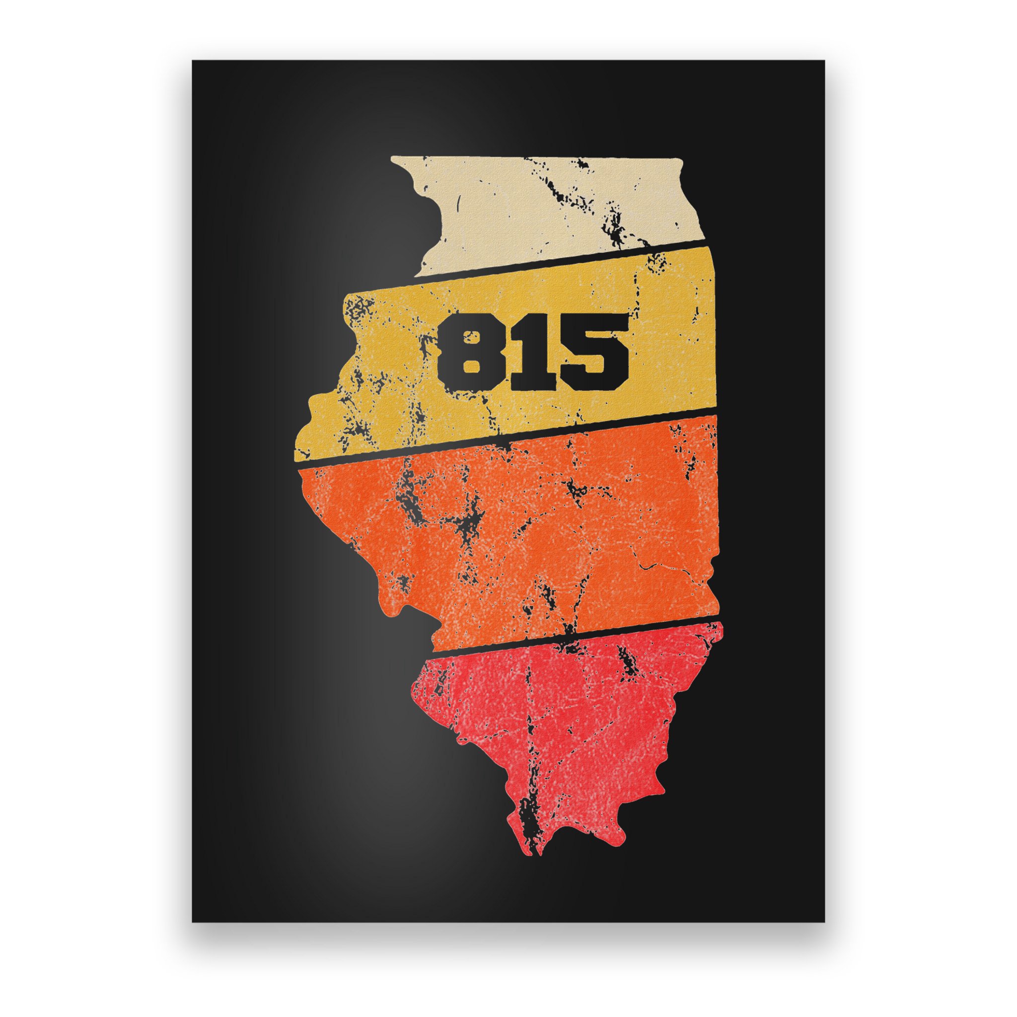 Illinois Retro Local Map Heart Area Code 815 Poster