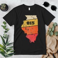 Illinois Retro Local Map Heart Area Code 815 Premium T-Shirt