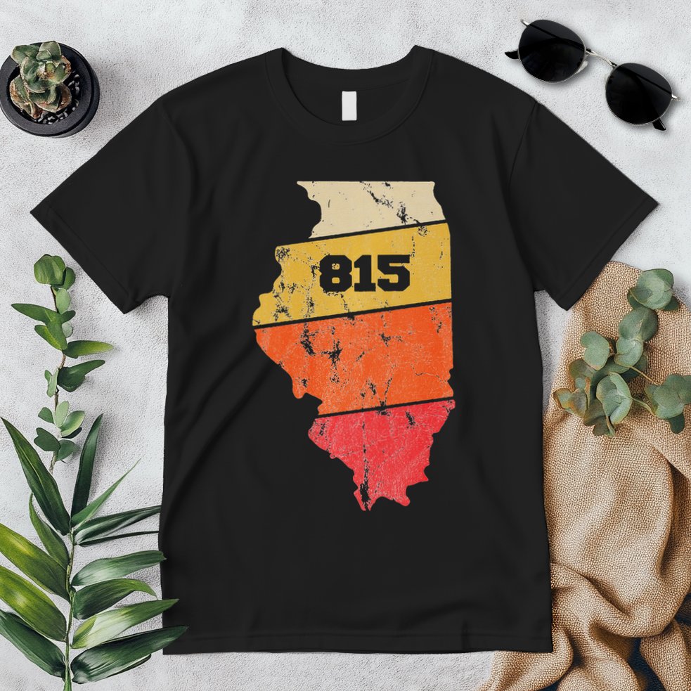 Illinois Retro Local Map Heart Area Code 815 Premium T-Shirt