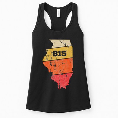 Illinois Retro Local Map Heart Area Code 815 Womens Tank Top