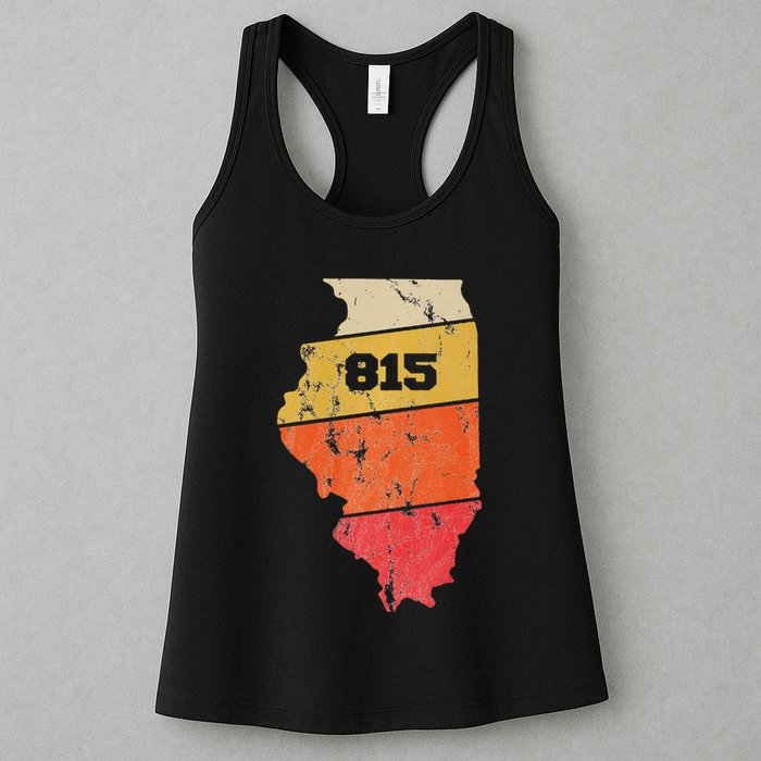 Illinois Retro Local Map Heart Area Code 815 Womens Tank Top