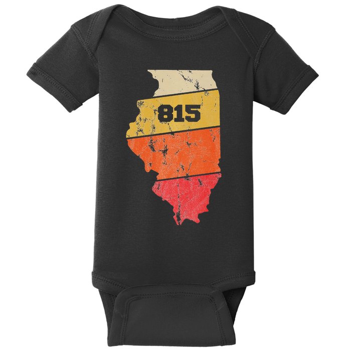 Illinois Retro Local Map Heart Area Code 815 Baby Bodysuit