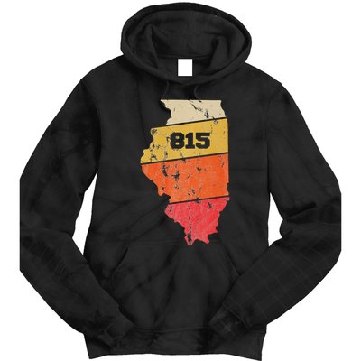 Illinois Retro Local Map Heart Area Code 815 Tie Dye Hoodie