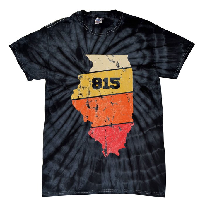 Illinois Retro Local Map Heart Area Code 815 Tie-Dye T-Shirt