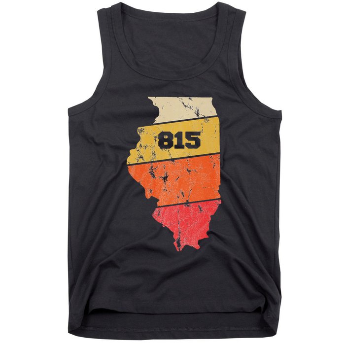 Illinois Retro Local Map Heart Area Code 815 Tank Top