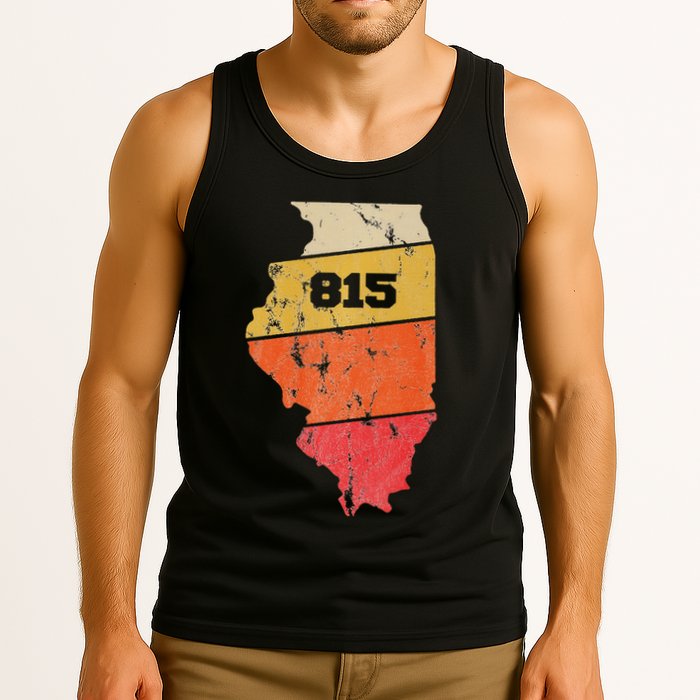 Illinois Retro Local Map Heart Area Code 815 Tank Top