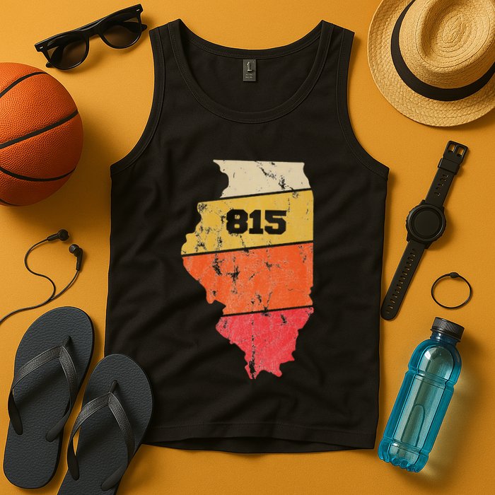 Illinois Retro Local Map Heart Area Code 815 Tank Top