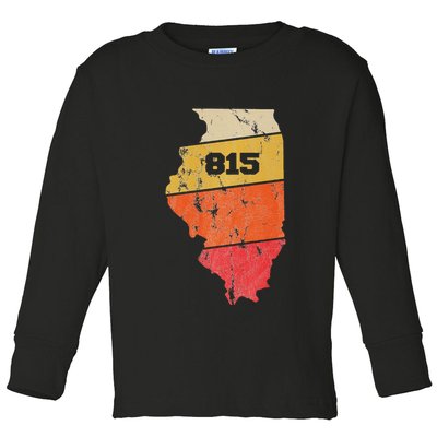 Illinois Retro Local Map Heart Area Code 815 Toddler Long Sleeve Shirt
