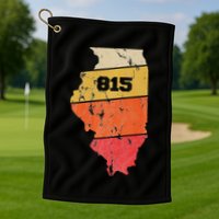 Illinois Retro Local Map Heart Area Code 815 Golf Towel