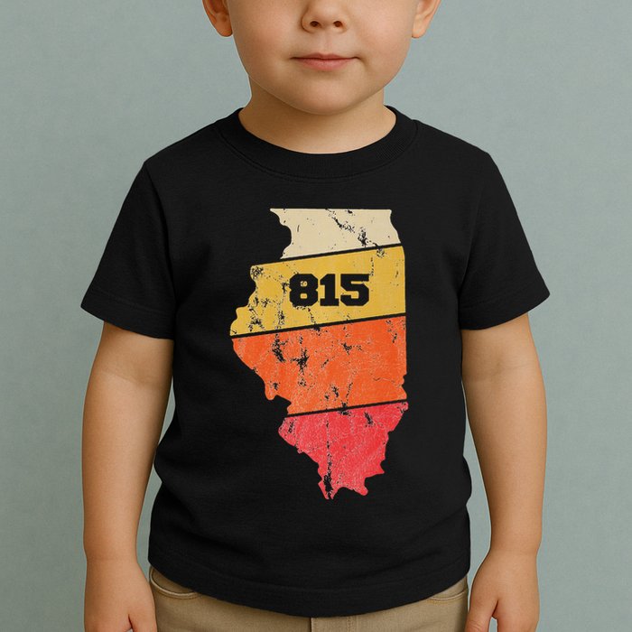 Illinois Retro Local Map Heart Area Code 815 Toddler T-Shirt