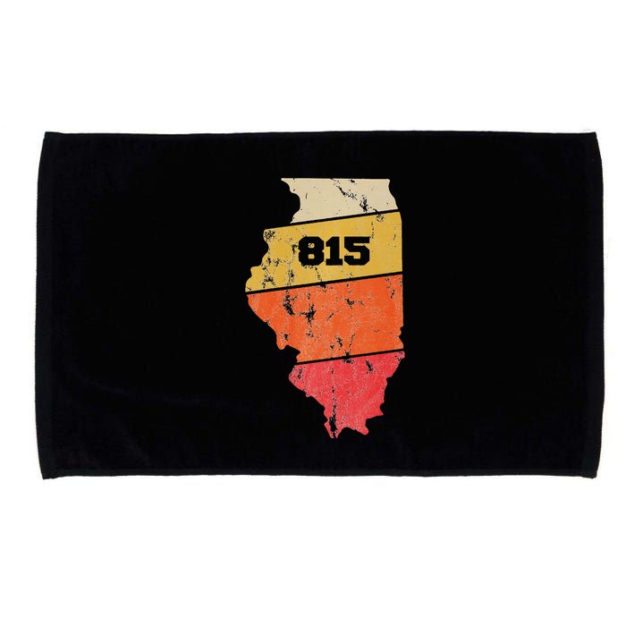 Illinois Retro Local Map Heart Area Code 815 Microfiber Hand Towel