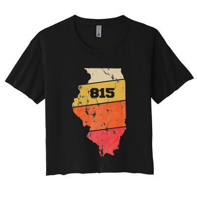 Illinois Retro Local Map Heart Area Code 815 Crop Top