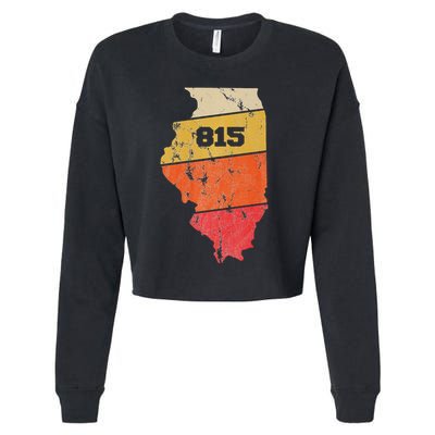 Illinois Retro Local Map Heart Area Code 815 Cropped Pullover Crew