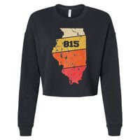 Illinois Retro Local Map Heart Area Code 815 Cropped Pullover Crew