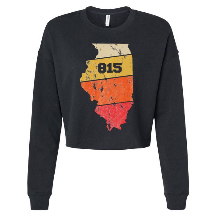 Illinois Retro Local Map Heart Area Code 815 Cropped Pullover Crew
