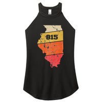 Illinois Retro Local Map Heart Area Code 815 Women's Perfect Tri Rocker Tank