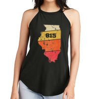 Illinois Retro Local Map Heart Area Code 815 Women's Perfect Tri Rocker Tank