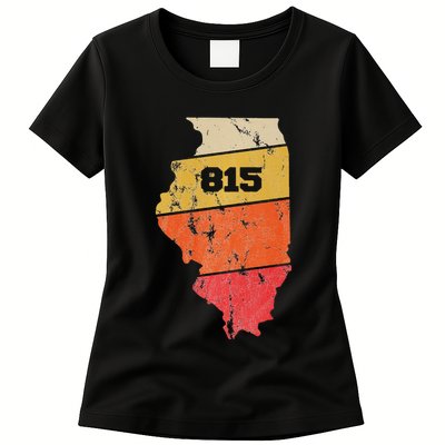 Illinois Retro Local Map Heart Area Code 815 Womens T-Shirt