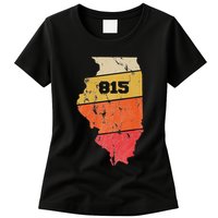 Illinois Retro Local Map Heart Area Code 815 Womens T-Shirt