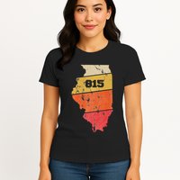 Illinois Retro Local Map Heart Area Code 815 Womens T-Shirt