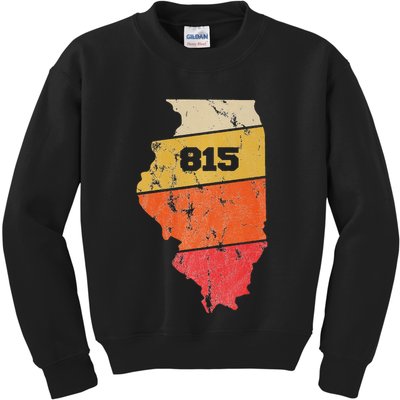 Illinois Retro Local Map Heart Area Code 815 Kids Sweatshirt