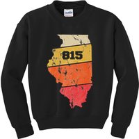 Illinois Retro Local Map Heart Area Code 815 Kids Sweatshirt