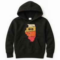 Illinois Retro Local Map Heart Area Code 815 Kids Hoodie