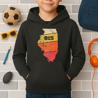Illinois Retro Local Map Heart Area Code 815 Kids Hoodie