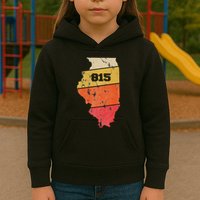 Illinois Retro Local Map Heart Area Code 815 Kids Hoodie