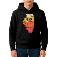 Illinois Retro Local Map Heart Area Code 815 Kids Hoodie