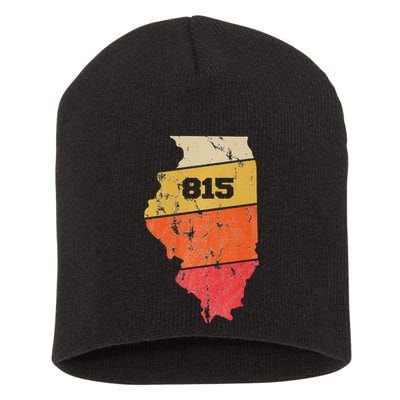 Illinois Retro Local Map Heart Area Code 815 Short Acrylic Beanie