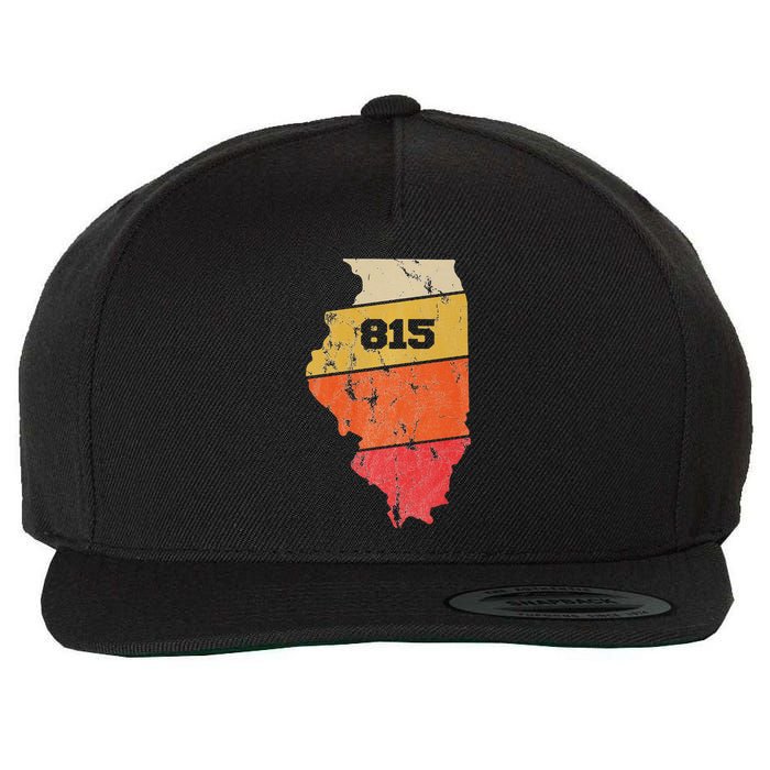 Illinois Retro Local Map Heart Area Code 815 Wool Snapback Cap