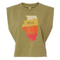 Illinois Retro Local Map Heart Area Code 815 Garment-Dyed Women's Muscle Tee