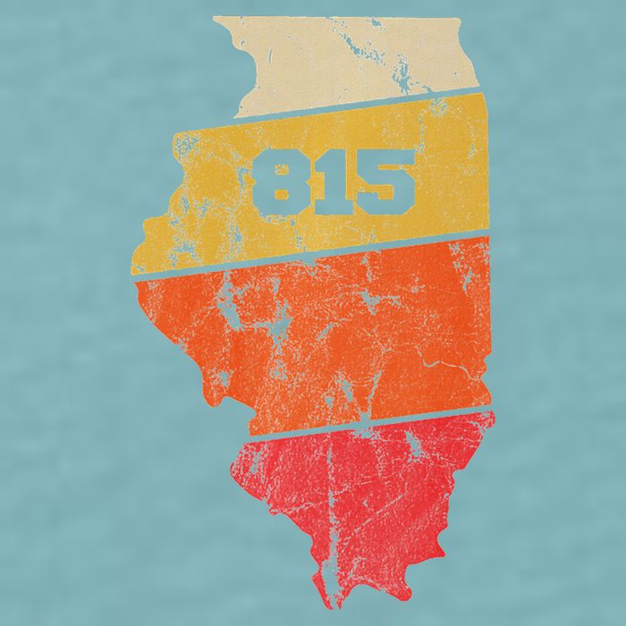 Illinois Retro Local Map Heart Area Code 815 Sueded Cloud Jersey T-Shirt