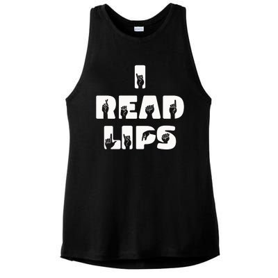 I Read Lips Sign Language Awareness Ladies PosiCharge Tri-Blend Wicking Tank